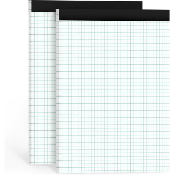 Graph Paper Pads 8.5 x 11, 4x4 Quad Ruled, 2 Pack Perforated Grid Notebooks, 30 Sheets Each, 70 GSM White Graphing Paper Pads