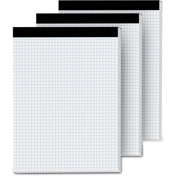 Graph Paper Pads 8.5 x 11, 4x4 Quad Ruled, 3 Pack Grid Paper Pad 8.5 x 11, 30 Sheets Perforated Blueprint Quadrille Letter Size Graphing Notebook for Drafting, Drawing, Engineering
