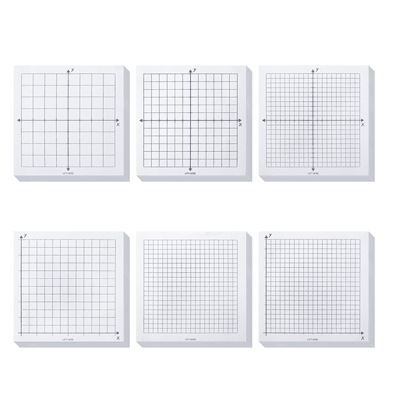 Graph Paper Sticky Notes 6 Pads, 3x3 Inch Grid Sticky Notes for Data Plotting Math Problems Office , White