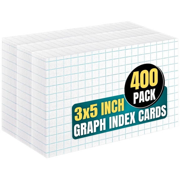 Graph Ruled Index Cards 3x5 White 400 Pack