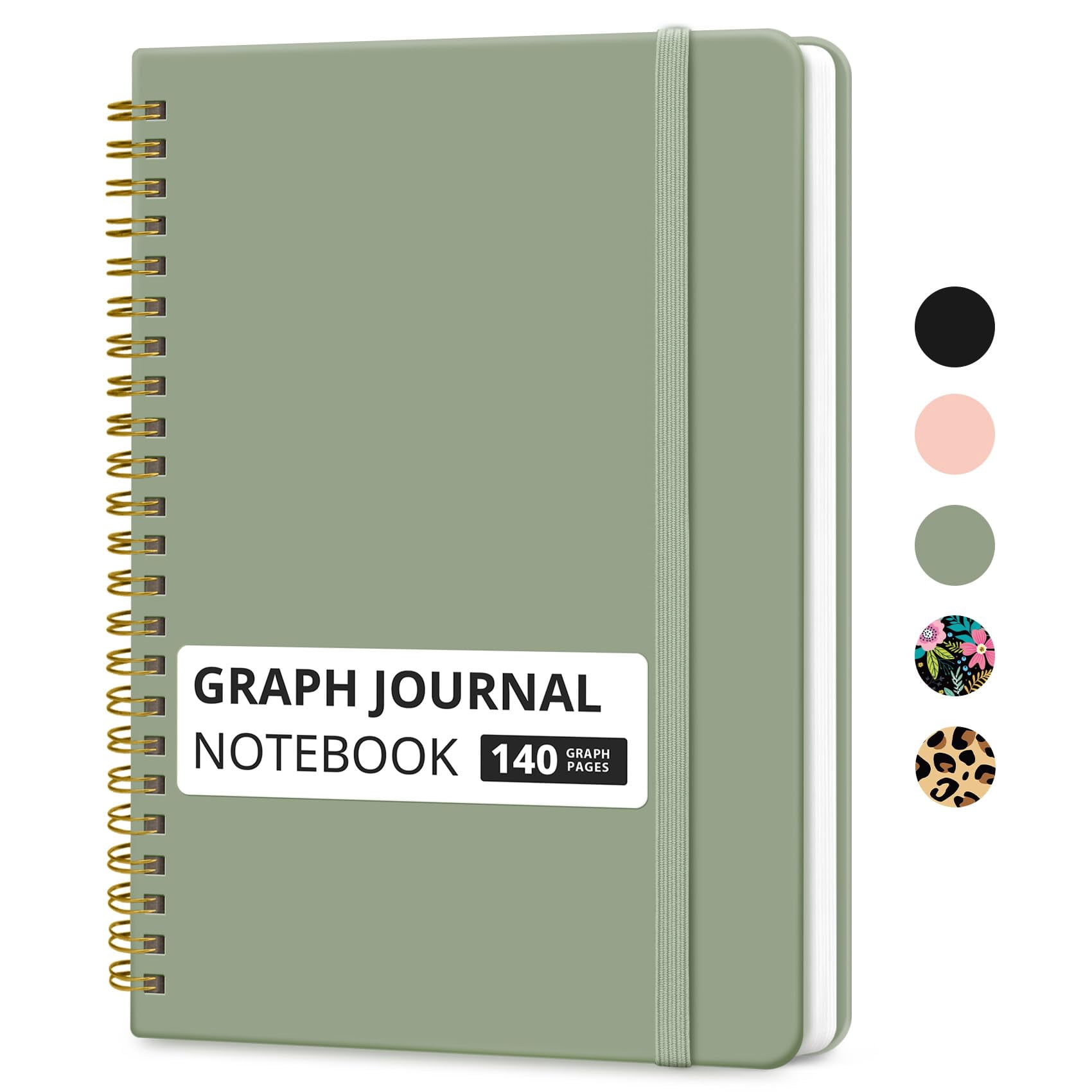 Graph Spiral Journal Notebook For Women & Men  140 Pages Paper Hardcover Planning Tracking Journals Graphing A5(5.7" X 7.9") - Green