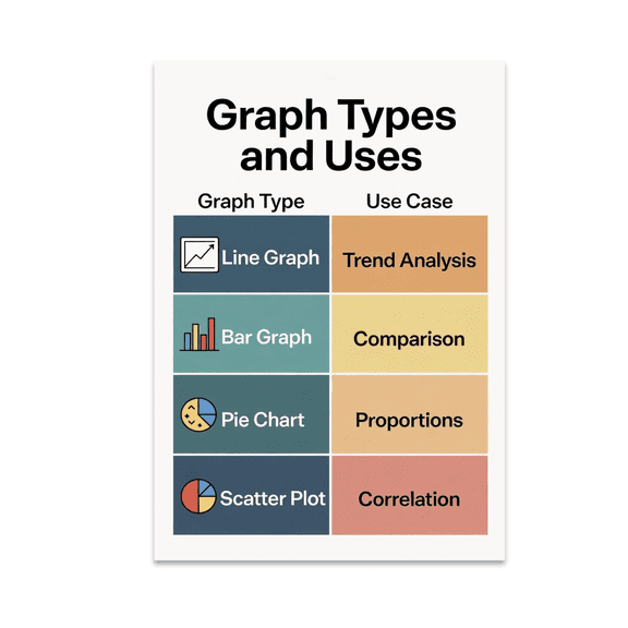 Graph Types and Uses Wall Chart - Educators and Students - 13x19 Poster Print