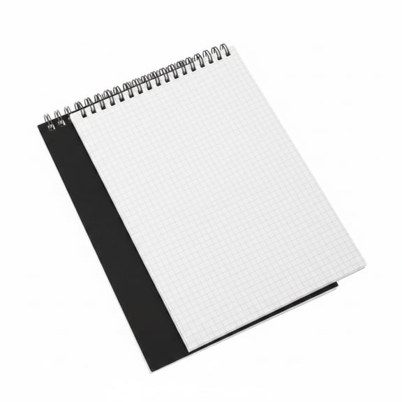 Graph paper notebook spiral bound, 2 pack A5 grid notepad, 140 pages per book, top wirebound memo pad for writing sketching drawing, office supplies, black