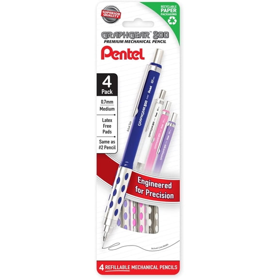 GraphGear 800 Mechanical Pencil, 0.7mm, HB lead, 4 count