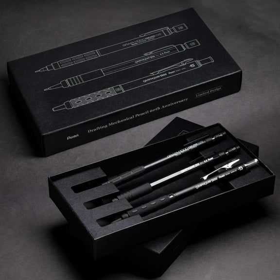Pentel GraphGear/Graph Black Edition, Mechanical Drafting Pencils, Pentel 60th Anniversary Limited Edition Collectors Set