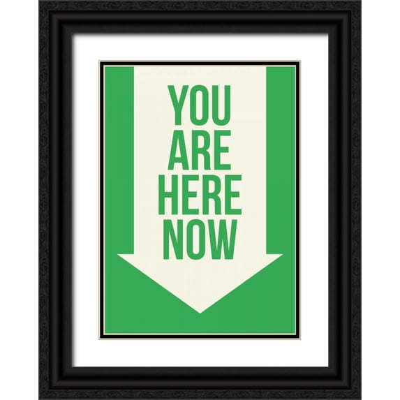 GraphINC 11x14 Black Ornate Wood Framed with Double Matting Museum Art Print Titled - You Are Here Now