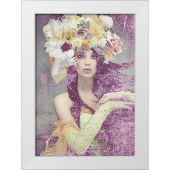 GraphINC 11x14 White Modern Wood Framed Museum Art Print Titled - Flower Lady