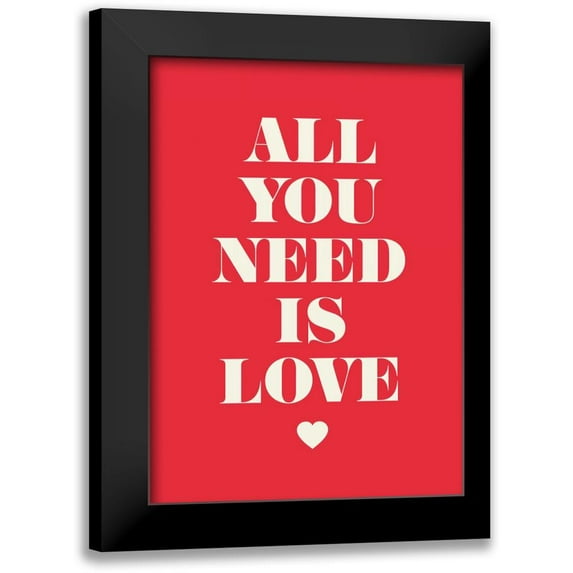 GraphINC 14x18 Black Modern Framed Museum Art Print Titled - All You Need Is Love