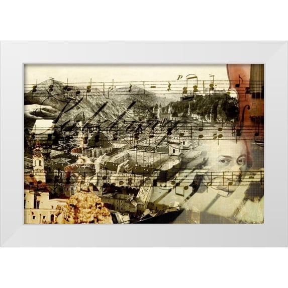 GraphINC 18x13 White Modern Wood Framed Museum Art Print Titled - Classical Music