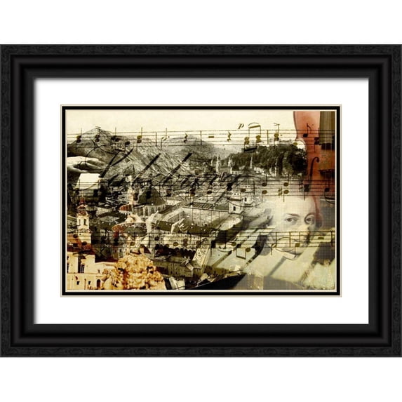 GraphINC 24x17 Black Ornate Wood Framed with Double Matting Museum Art Print Titled - Classical Music