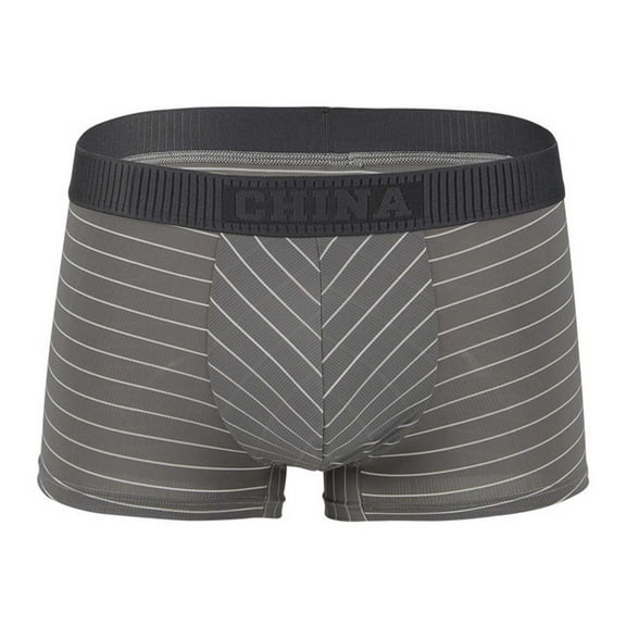 Graphene Boxer Briefs Men 3D U-Pouch Quick Dry Sports Underwear Mesh Breathable Mid Waist Nylon Striped Moisture Wicking Sexy Underpants