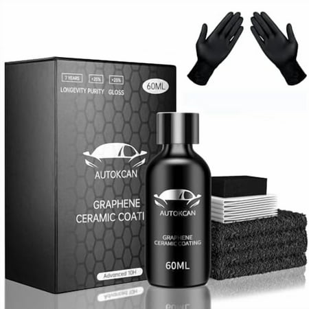 Graphene Ceramic Coating(60ML), 10H Ceramic Coating for Cars, High Gloss Anti-Scratch Nano Coat Kit Hydrophbic Mirror Paint Protection 7 Years Prorection