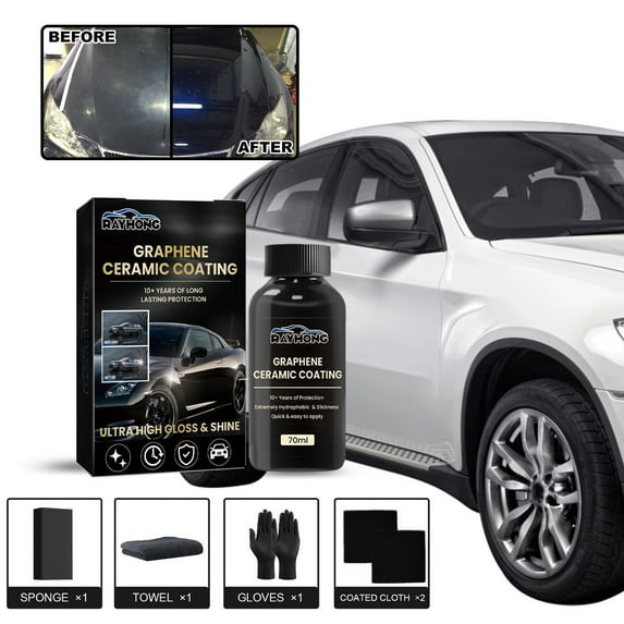 Graphene Ceramic Coating for Cars 70ml, 12H Hardness Ultra Hydrophobic Paint Protection, 10-Year Gloss & Scratch Resistance for Auto Detailing and Long-Lasting Shine