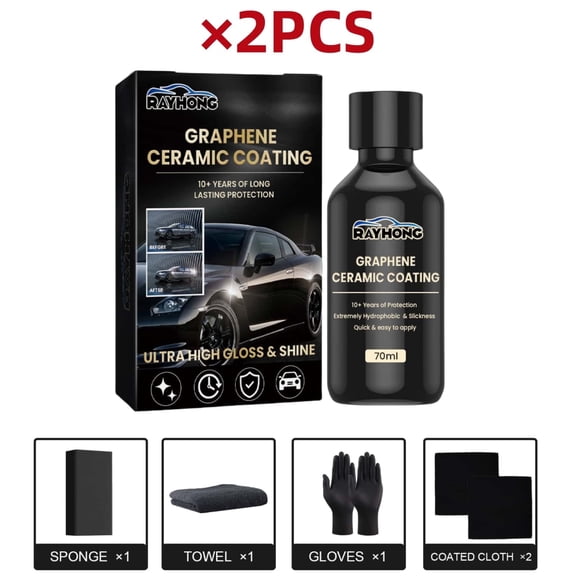 Graphene Ceramic Coating for Cars - Coating for Car Detailing - Car Detailing Kit, Long Lasting Protection, Apply After Car Wash & Paint Correction, Ultra High Gloss
