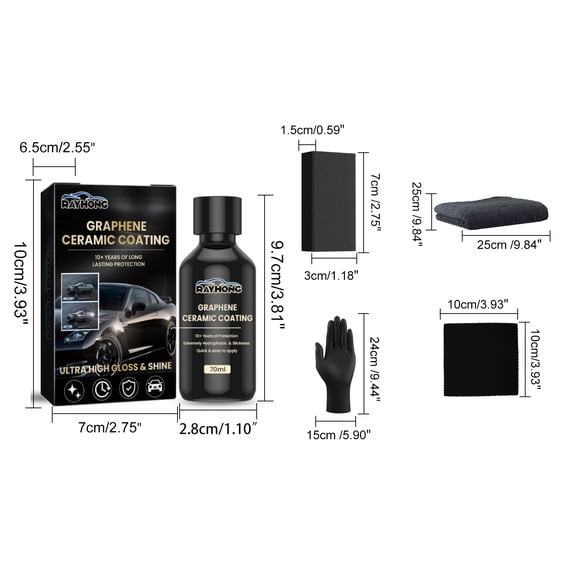 Graphene Ceramic Coating for Cars - Coating for Car Detailing - Car Detailing Kit, Long Lasting Protection, Apply After Car Wash & Paint Correction, Ultra High Gloss