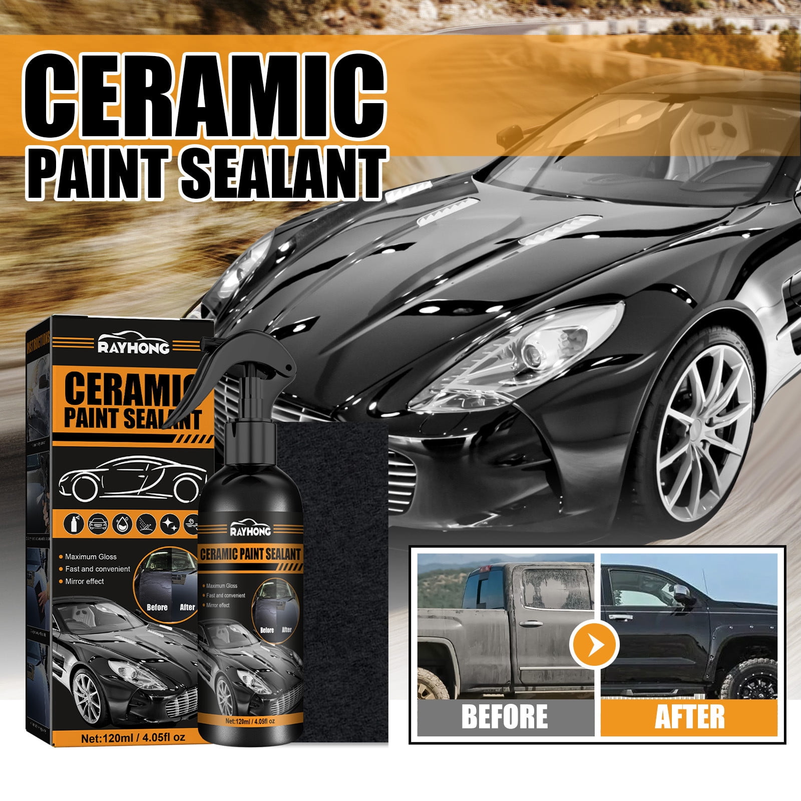 Graphene Ceramic Coating,Rapid Ceramic Coating For Cars, NanoCeramic Paint Sealant Polish Spray, DurableShine And Protection Against Scratches High Temperature Repair Spra120ml