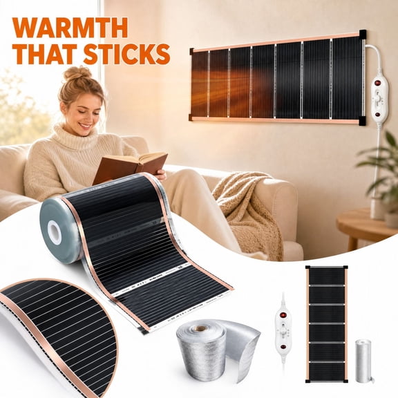 Graphene Heating Film Wall Sticker, with Controller and Reflective Film, Wall Mounted Space Heater for Home Office Bedroom,50*50cm