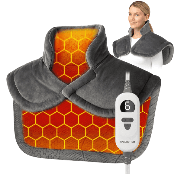 Graphene-Infused Electric Shawl, Weighted back heating blanket 3X Deeper Warmth, Instant Heating Pads for Neck and Shoulders, 6 Heat Settings & 4H Auto Shut-Off, Machine Washable, Christmas Season