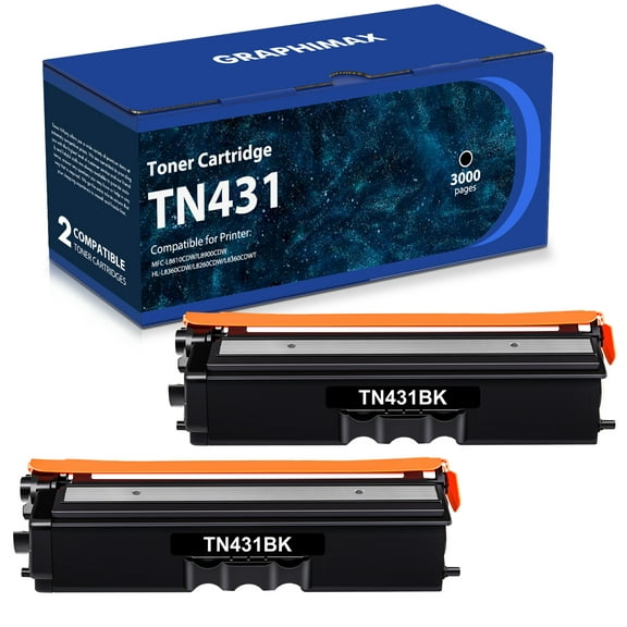 GraphiMax TN431 Black Toner Cartridge for Brother TN431 TN433 TN436 HL-L8360CDW MFC-L8900CDW HL-L8260CDW L8360CDWT MFC-L8610CDW Printer Ink (2K，2Pack）