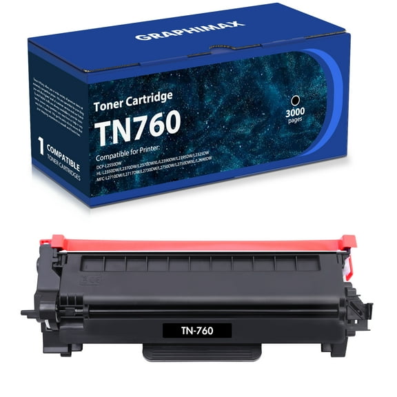 GraphiMax TN760 Toner Cartridge Compatible for Brother TN-760 TN 760 TN-730 TN730 DCP-L2550DW MFC-L2710DW MFC-L2750DW HL-L2395DW HL-L2350DW HL-L2390DW HL-L2370DW MFC-L2690DW Printer (Black, 1-Pack)