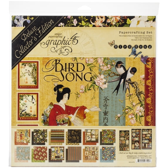 Graphic 45 Deluxe Collector's Edition Pack 12"X12"-Bird Song
