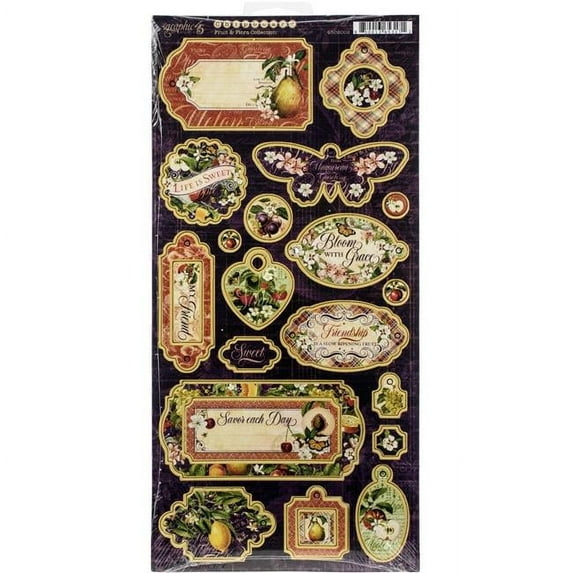 Graphic 45 G4502002 Fruit & Flora Chipboard Die-Cuts Sheet, 6 x 12 in.