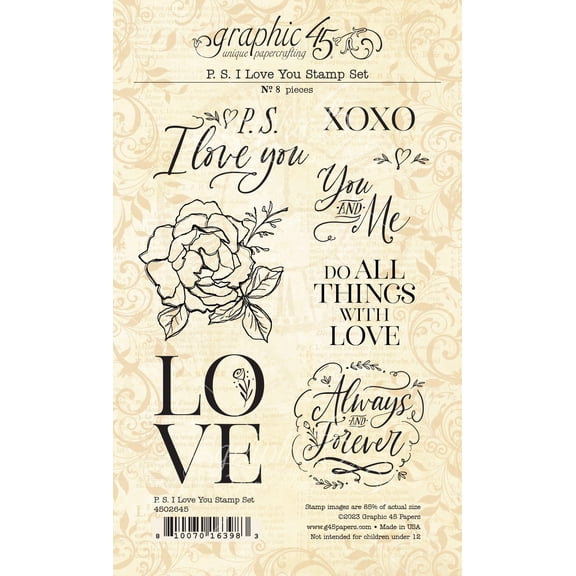 Graphic 45 P.S. I Love You Stamp Set-