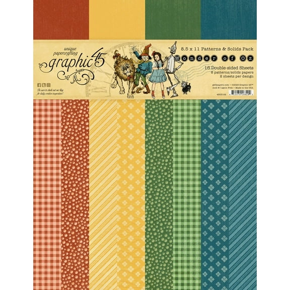 Graphic 45 Patterns & Solids Collection Pack 8.5"X11"-Wonder Of Oz