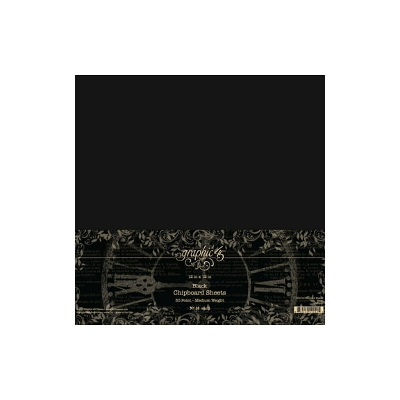 Graphic 45 Staples Chipboard Shts 12x12 Black 10pc