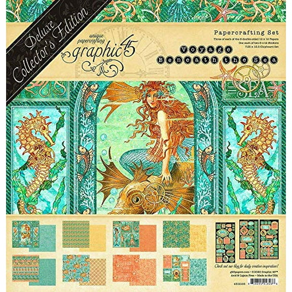 Graphic 45 Voyage Beneath The Sea Collection 12 x 12 Deluxe Collectorfts Edition, Multi Colored