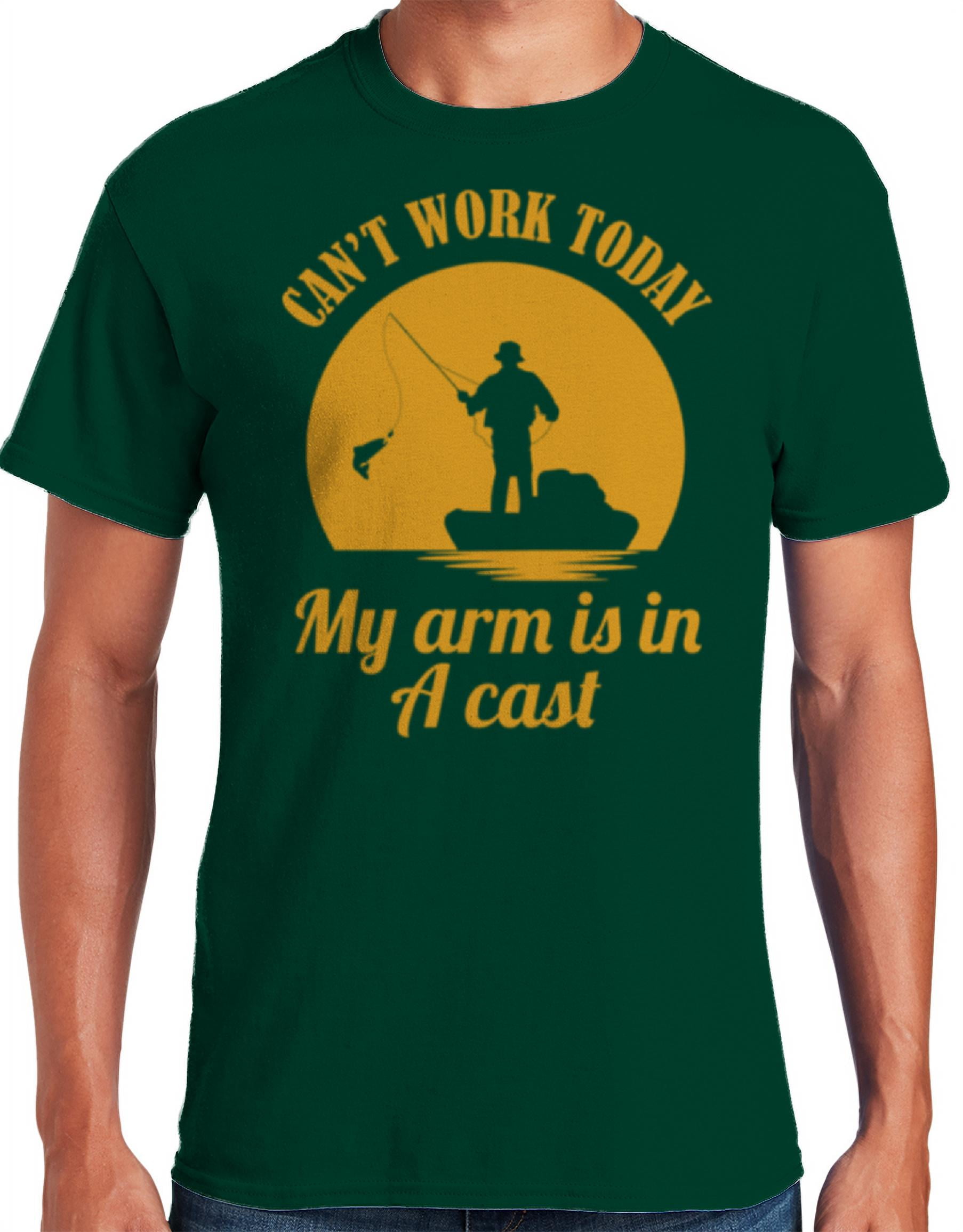 Wild Bobby, Can't Work Today My Arm Is In A Cast, Fishing, Men Long Sleeve  Shirt, Charcoal, Large