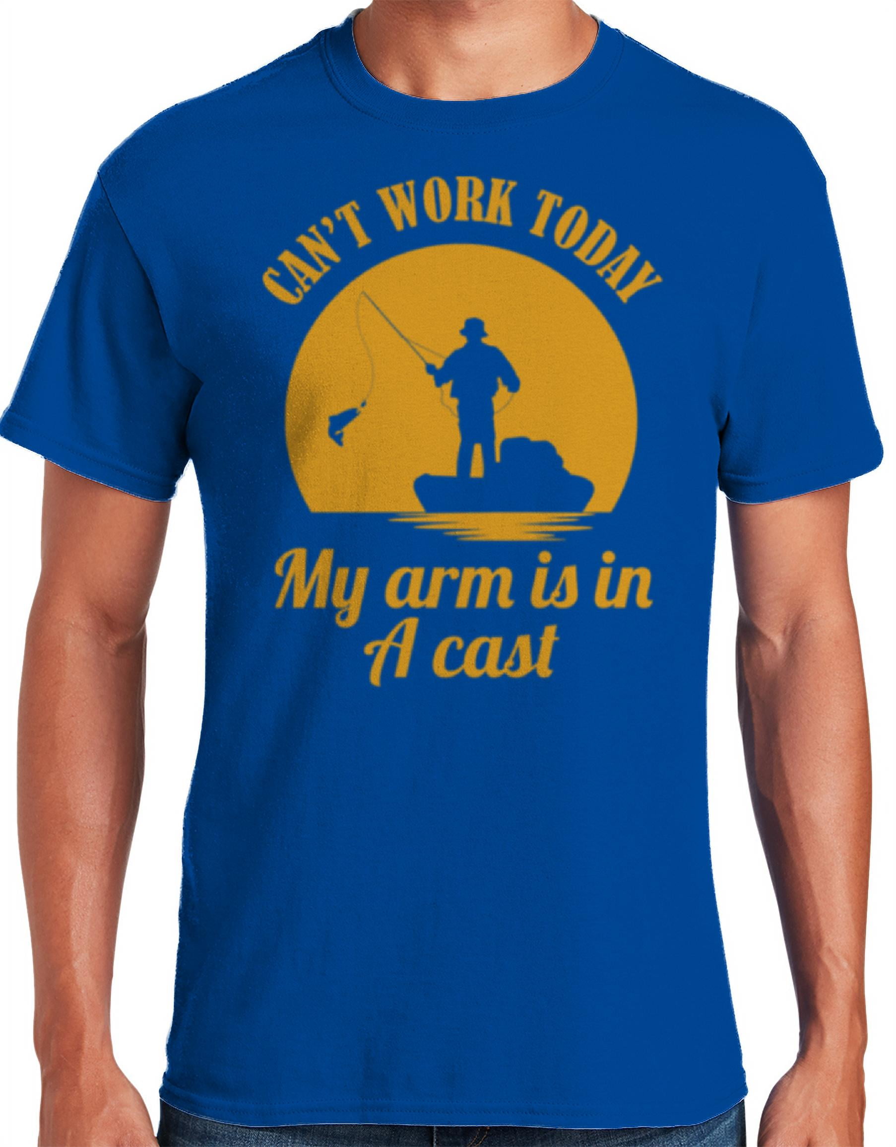 Graphic America Can't Work Today My Arm is in A Cast Funny Fishing Father's  Day Men's T-Shirt 