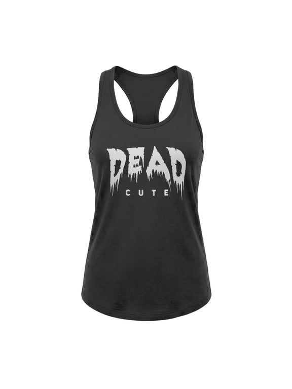 Halloween Junior's Dead Cute Dripping Letters Tank Top - Black - Medium