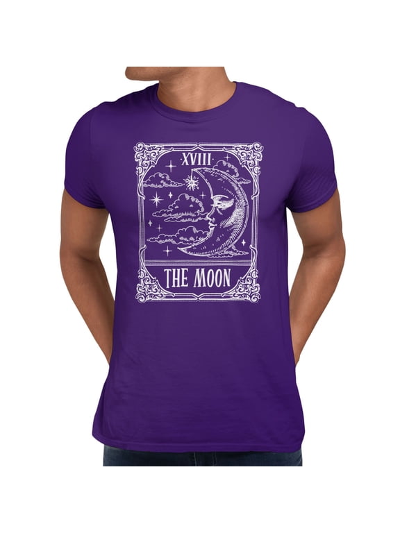 Halloween Men's Tarot Moon XVIII Crescent Face T-Shirt - Purple - Large