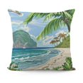 thumbnail image 1 of Graphic Beach Decorative Throw Pillow Case Seaside Landscape with Flying Seagulls Tropical Trees and Rippling Ocean, Cushion Cover for Couch Living Room Car,  Multicolor, 1 of 5