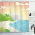 thumbnail image 1 of Graphic Beach Shower Curtain, Creative Pastel Composition with Landscape of Ocean Bay Tree and Sky, Fabric Bathroom Set with Hooks, 69W X 75L Inches Long, Multicolor, by Ambesonne, 1 of 3