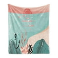 thumbnail image 1 of Graphic Beach Soft Flannel Fleece Throw Blanket, Abstract Underwater Cartoon Coral and Anchors, Cozy Plush for Indoor and Outdoor Use, 50" x 70", Coral Seafoam, by Ambesonne, 1 of 5