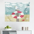 thumbnail image 1 of Graphic Beach Tapestry, Paper Cut Art Style Nautical Landscape Lighthouse Seagulls Mountain and Sea, Fabric Wall Hanging Decor for Bedroom Living Room Dorm, 2 Sizes, Multicolor, by Ambesonne, 1 of 1