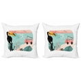 thumbnail image 1 of Graphic Beach Throw Pillow Cushion Cover Pack of 2, Abstract Composition with Van and Toucan in Underwater and Under Sky, Zippered Double-Side Digital Print, 4 Sizes, Multicolor, by Ambesonne, 1 of 2
