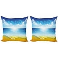 thumbnail image 1 of Ambesonne Graphic Beach Throw Pillow Cover 2 Pack, Sea Horizon Coast, 16", Persian Blue Orange, 1 of 2