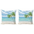 thumbnail image 1 of Ambesonne Graphic Beach Throw Pillow Cover 2 Pack, Summer Coast Wind, 16", Multicolor, 1 of 2