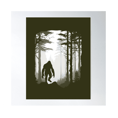 Graphic Bigfoot Sasquatch Silhouette Hide In The Forest Mist Poster Wall Art Modern Wall Decor For Living Room Bedroom