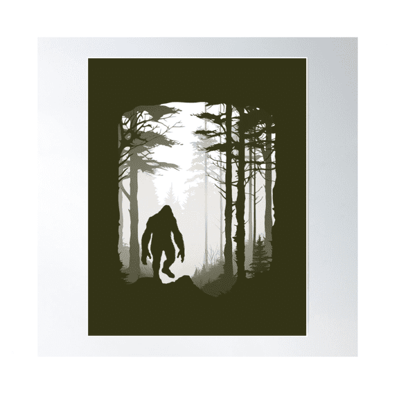 Graphic Bigfoot Sasquatch Silhouette Hide In The Forest Mist Poster Wall Art Modern Wall Decor For Living Room Bedroom