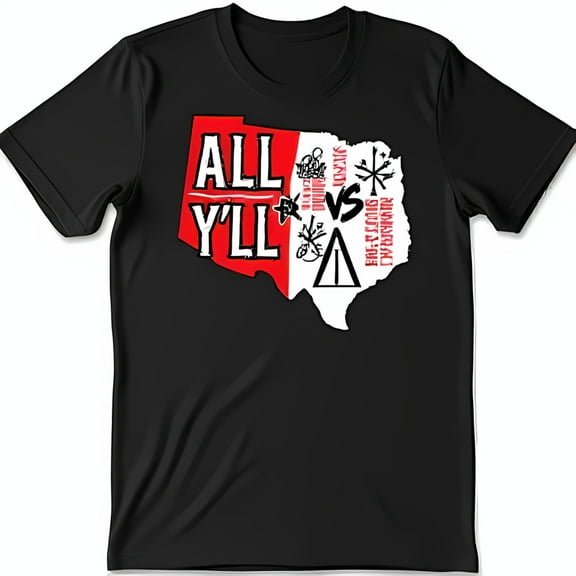 Graphic Black T-Shirt Featuring Divided States Design Start Conversations