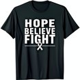 thumbnail image 1 of Graphic Black T-Shirt 'HOPE BELIEVE FIGHT' with White Ribbon Design, 1 of 5