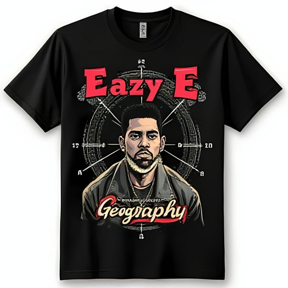 Graphic Black T-Shirt with Design & Bold Red Text