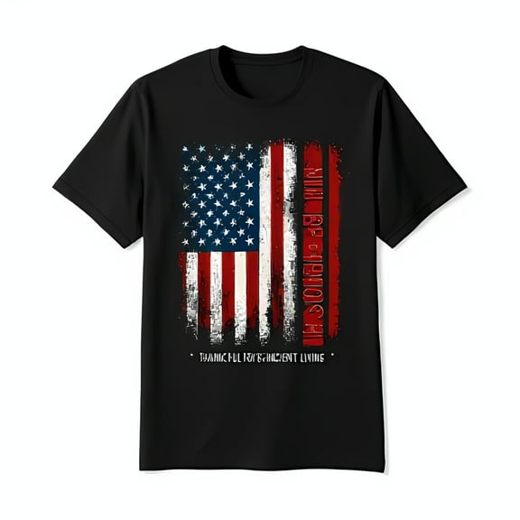 Graphic Black T-Shirt with I m So Thankful Print