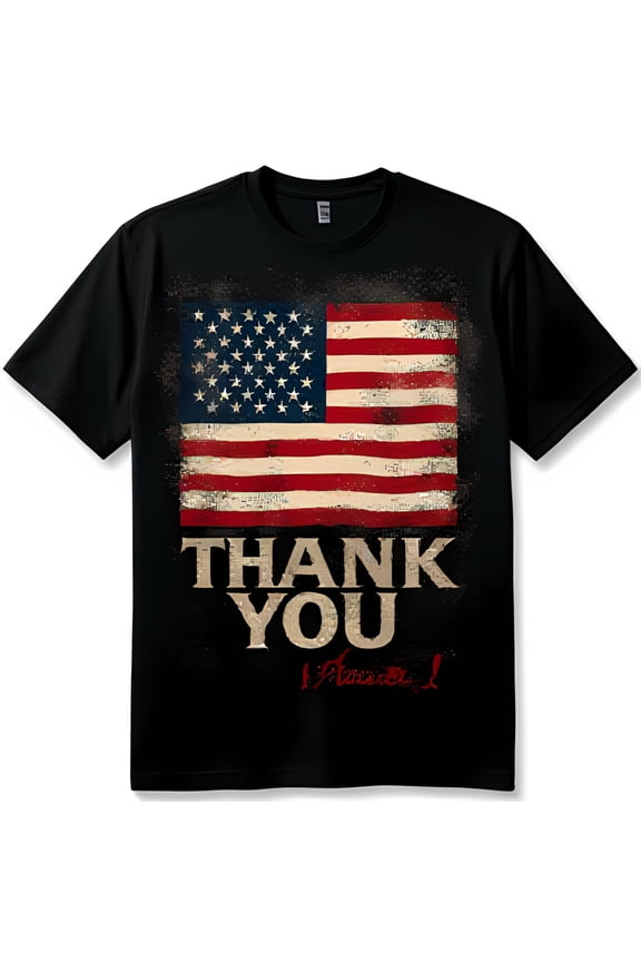Graphic Black T-Shirt with THANK YOU Text Soft & Comfortable