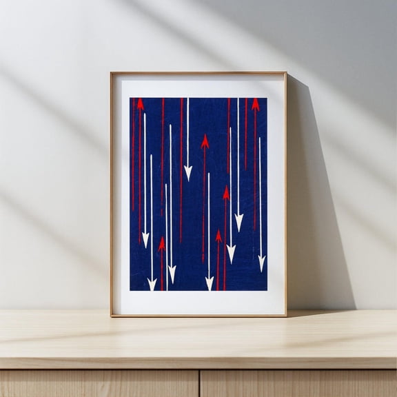 Graphic Blue Red Arrow Pattern Geometric Art
