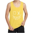 thumbnail image 1 of Graphic Boys Tank Top | Yellow Kids Muscle Tee for Hall-oween, Sports & Casual Wear, Playful Print Stretchy Breathable Shirt, Age 6-14,Size 8-9T, 1 of 4